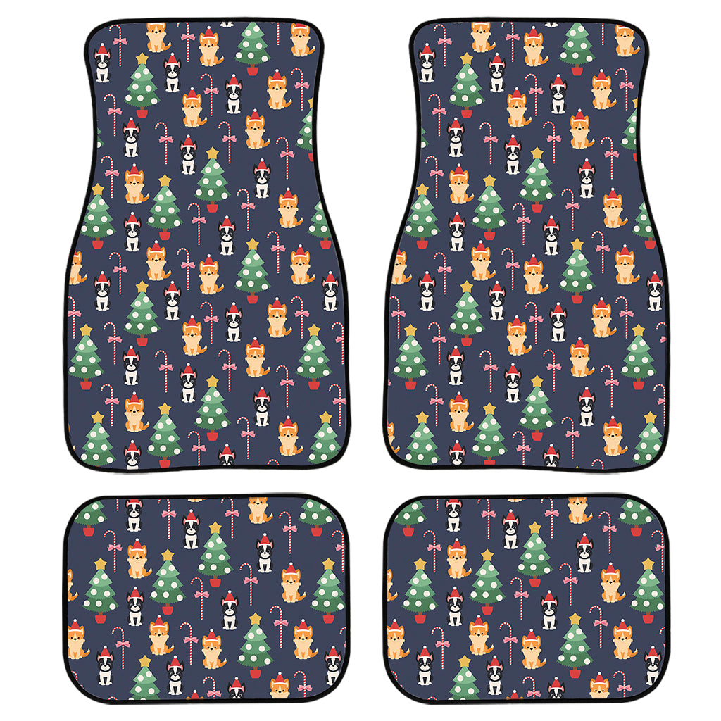 Christmas Boston Terrier And Corgi Print Front and Back Car Floor Mats