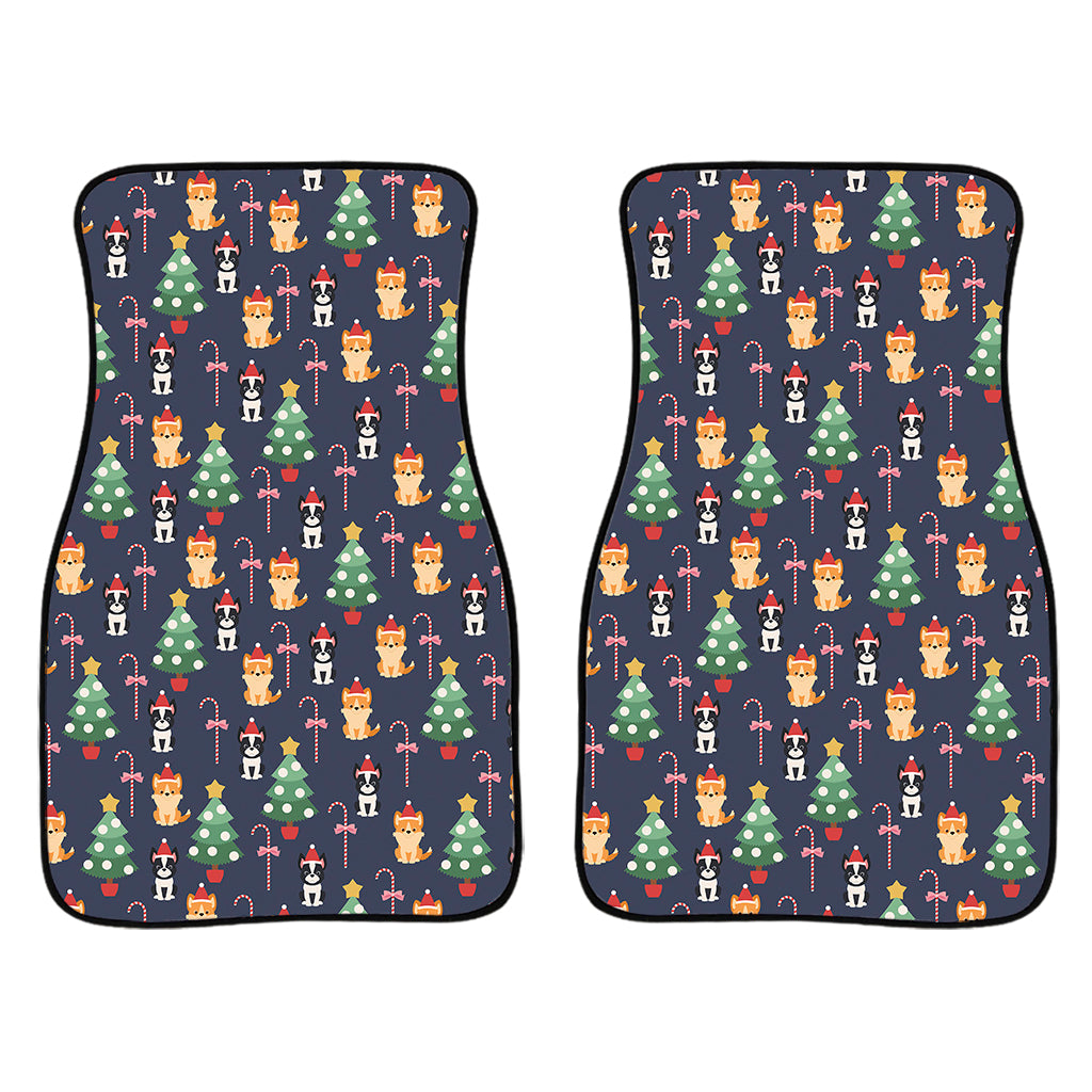 Christmas Boston Terrier And Corgi Print Front Car Floor Mats