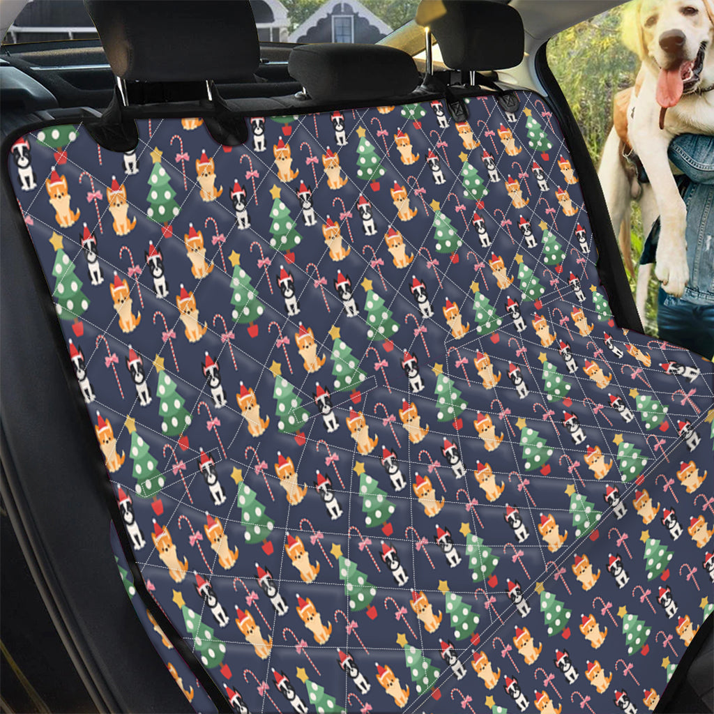 Christmas Boston Terrier And Corgi Print Pet Car Back Seat Cover