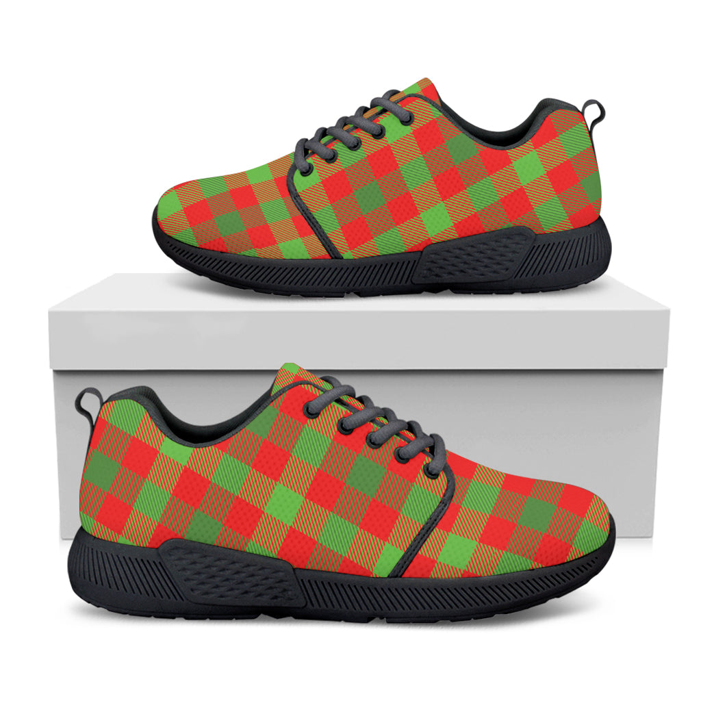 Christmas Buffalo Plaid Print Black Athletic Shoes