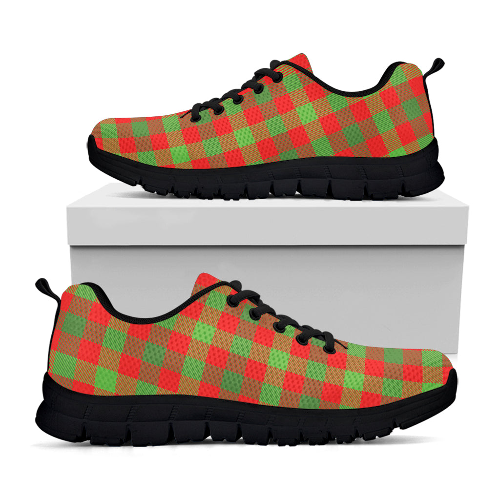 Christmas Buffalo Plaid Print Black Sneakers