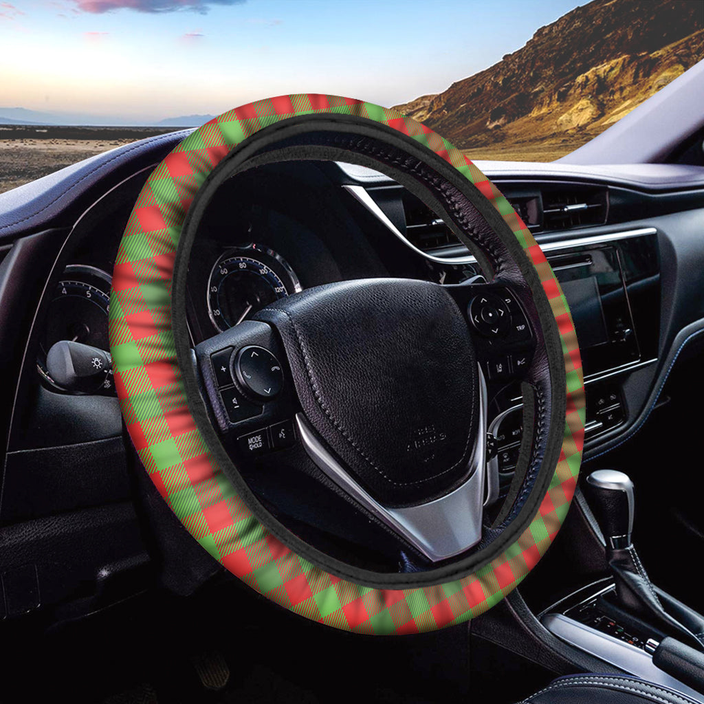 Christmas Buffalo Plaid Print Car Steering Wheel Cover