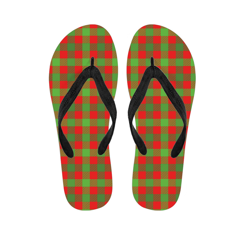 Christmas Buffalo Plaid Print Flip Flops