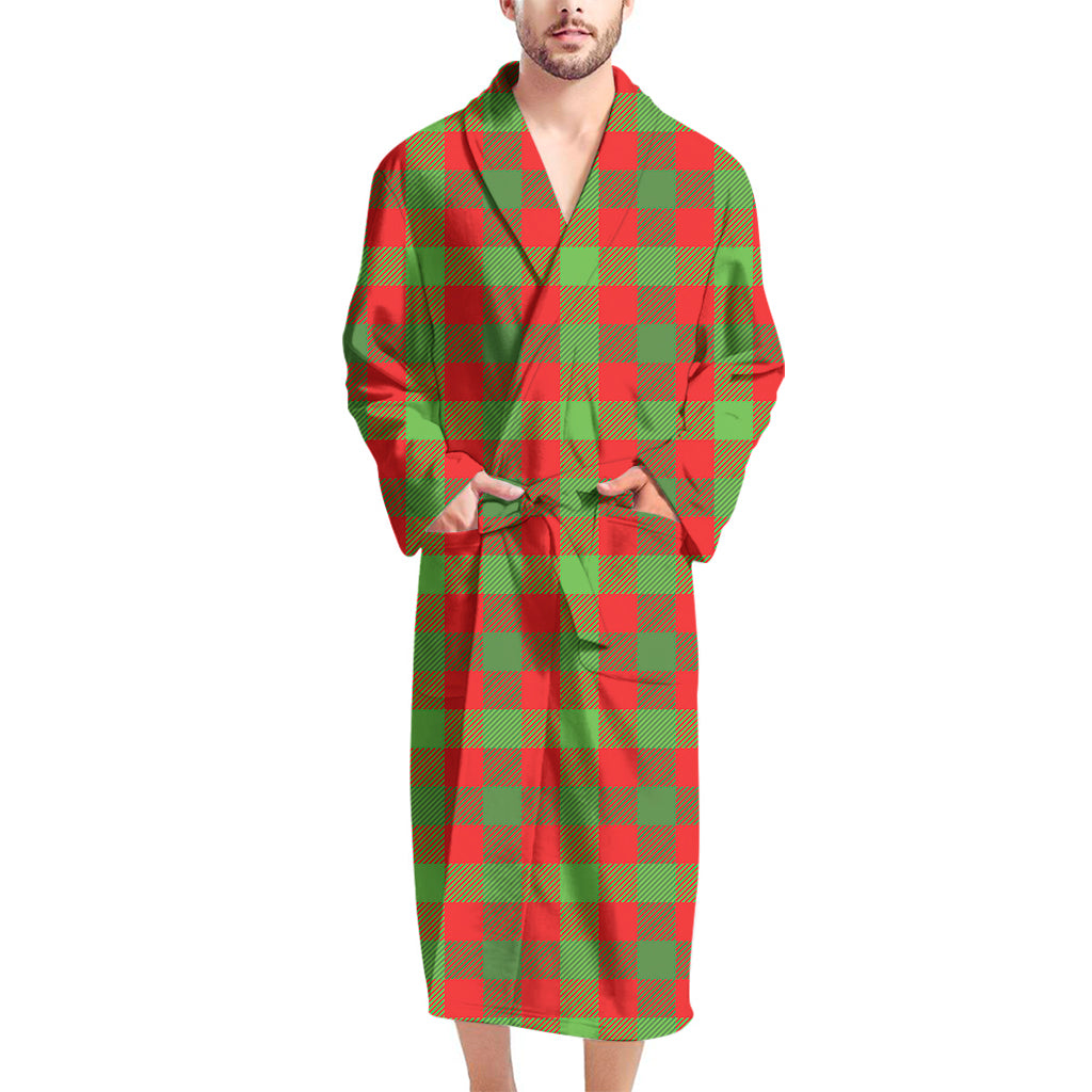 Christmas Buffalo Plaid Print Men's Bathrobe