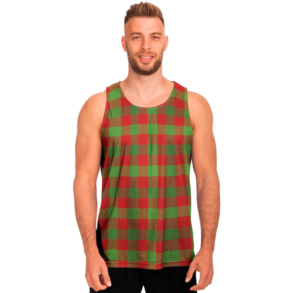 Christmas Buffalo Plaid Print Men's Tank Top