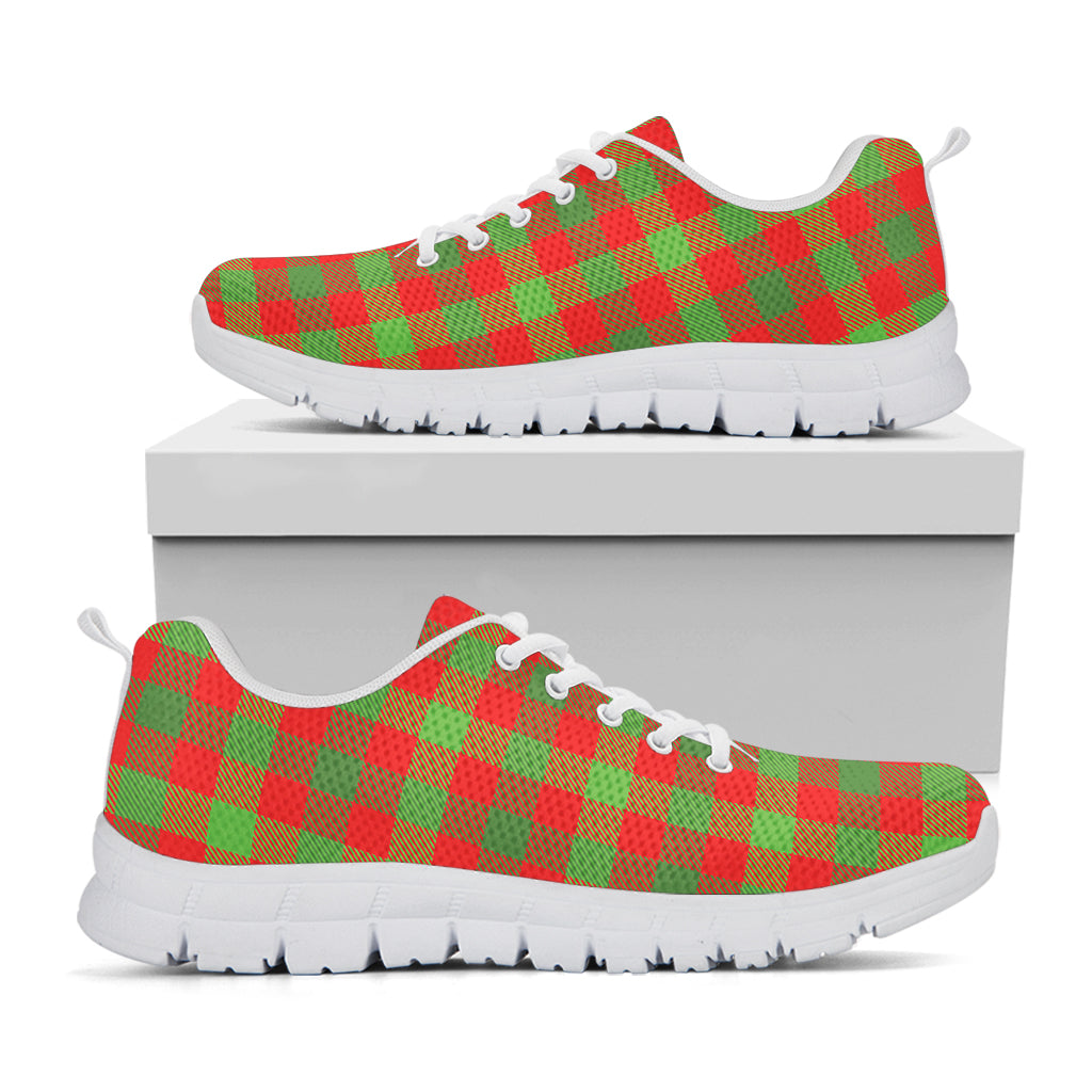 Christmas Buffalo Plaid Print White Sneakers