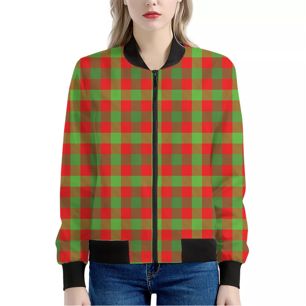 Christmas Buffalo Plaid Print Women's Bomber Jacket