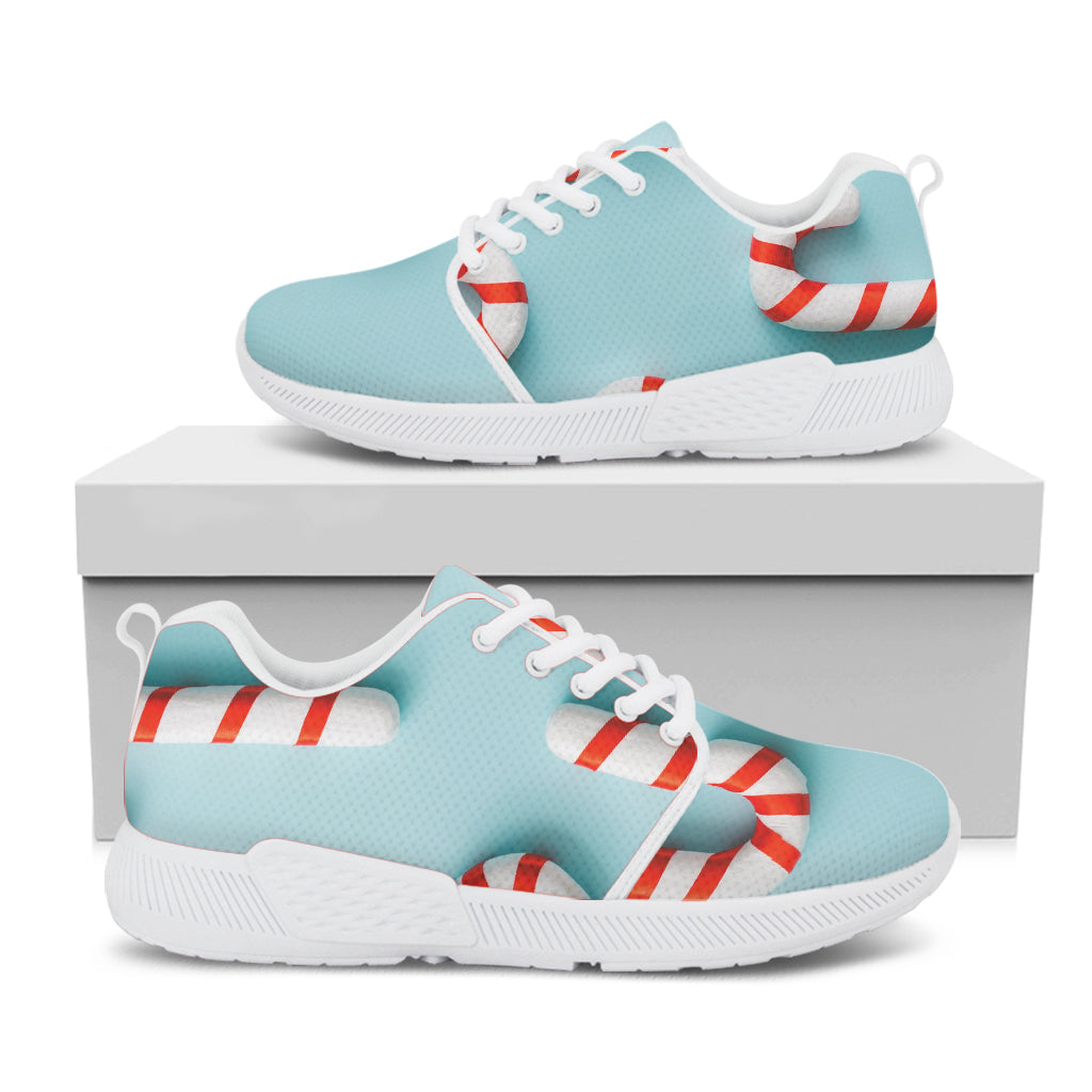 Christmas Candy Candies Pattern Print White Athletic Shoes