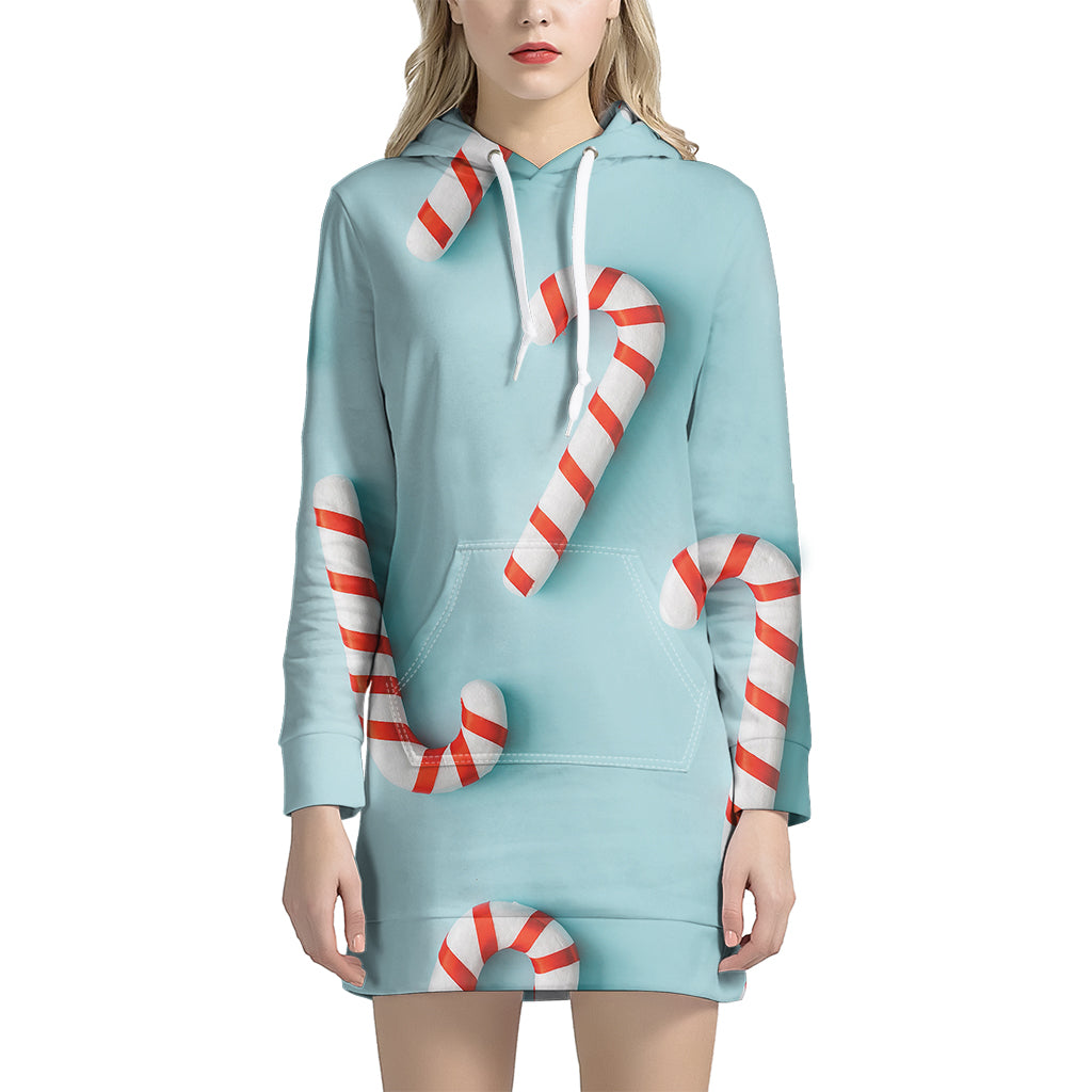 Christmas Candy Candies Pattern Print Women's Pullover Hoodie Dress