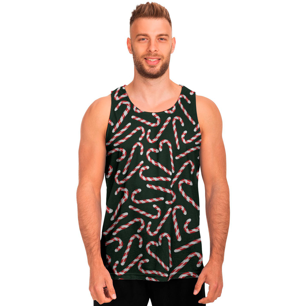 Christmas Candy Cane Pattern Print Men's Tank Top