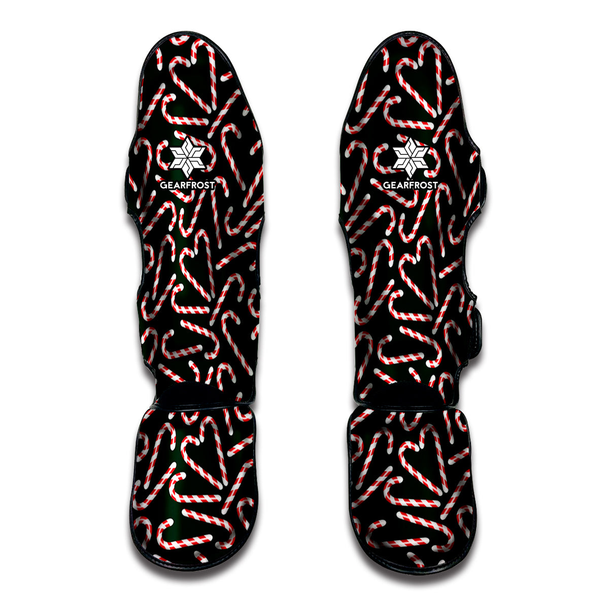 Christmas Candy Cane Pattern Print Muay Thai Shin Guards