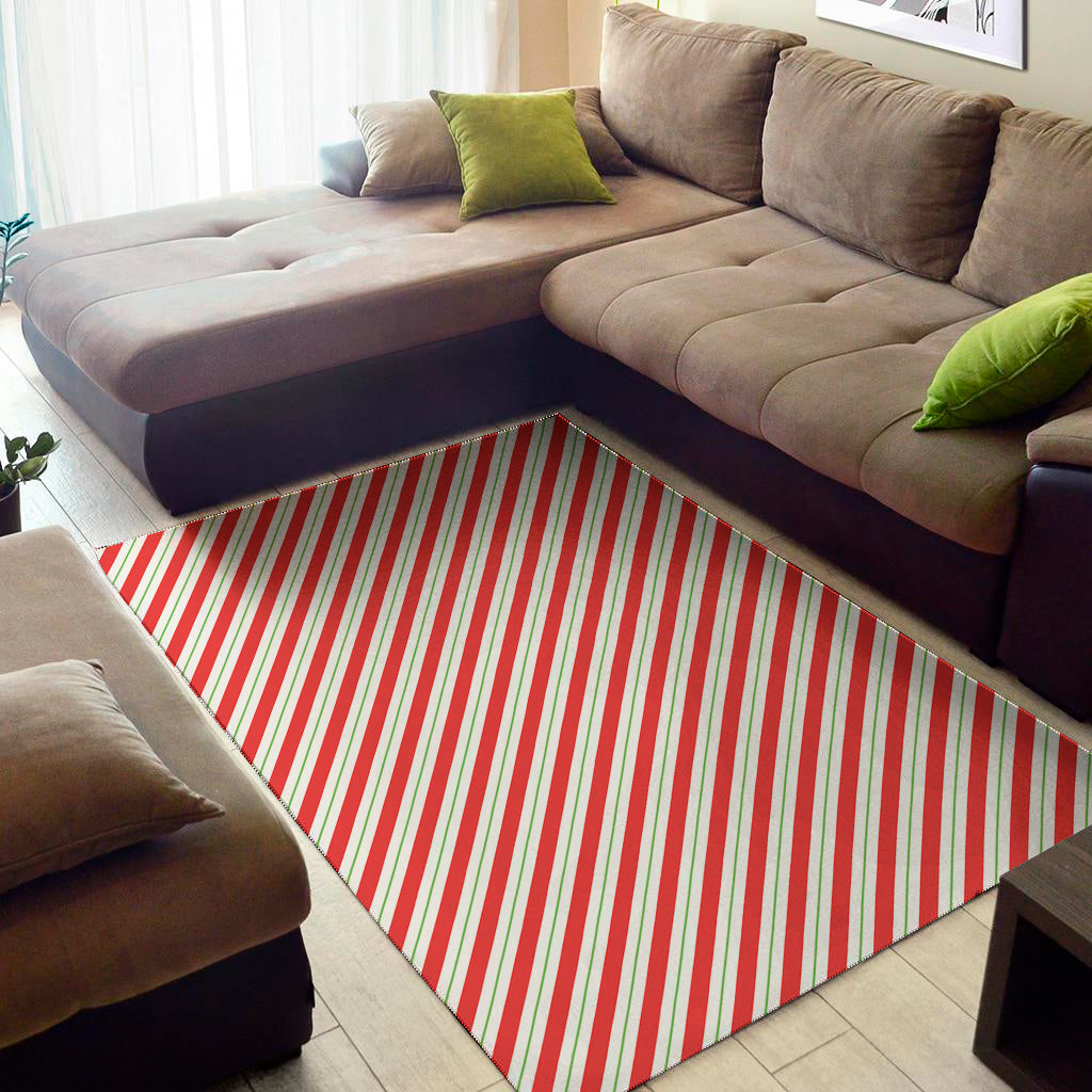 Christmas Candy Cane Stripe Print Area Rug