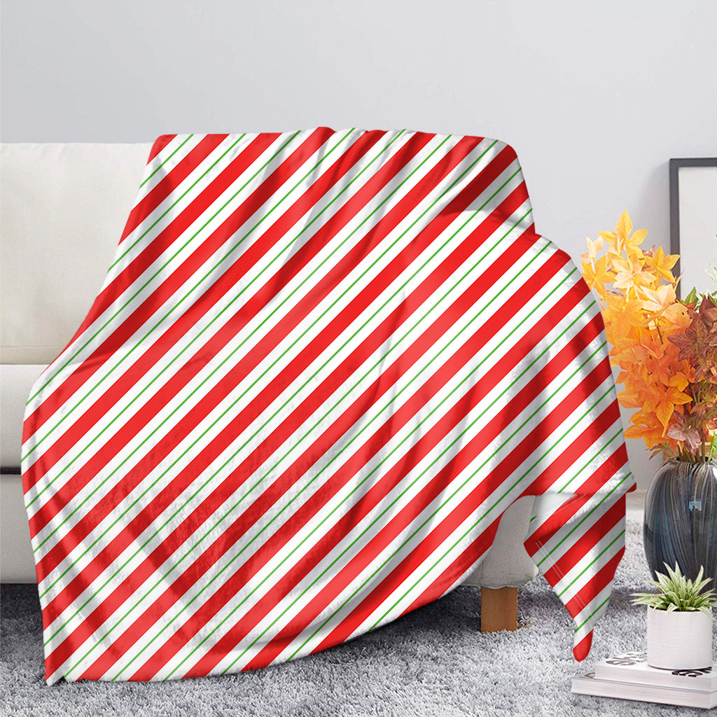 Christmas Candy Cane Stripe Print Blanket