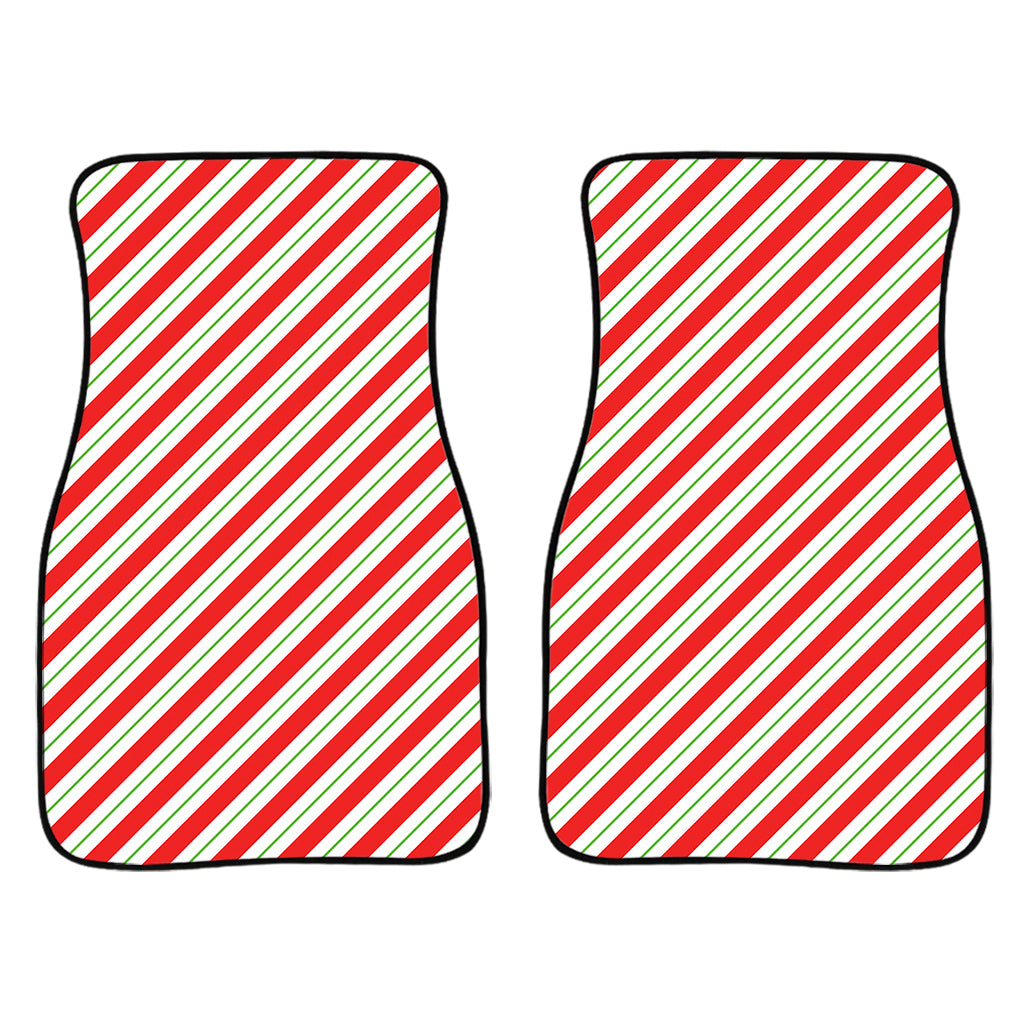 Christmas Candy Cane Stripe Print Front Car Floor Mats