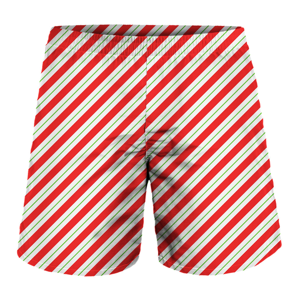 Christmas Candy Cane Stripe Print Men's Shorts