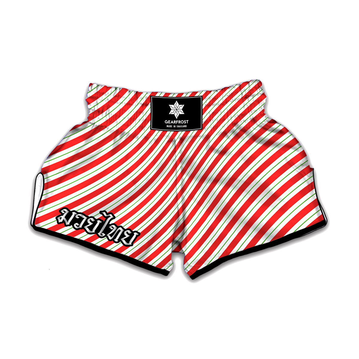 Christmas Candy Cane Stripe Print Muay Thai Boxing Shorts