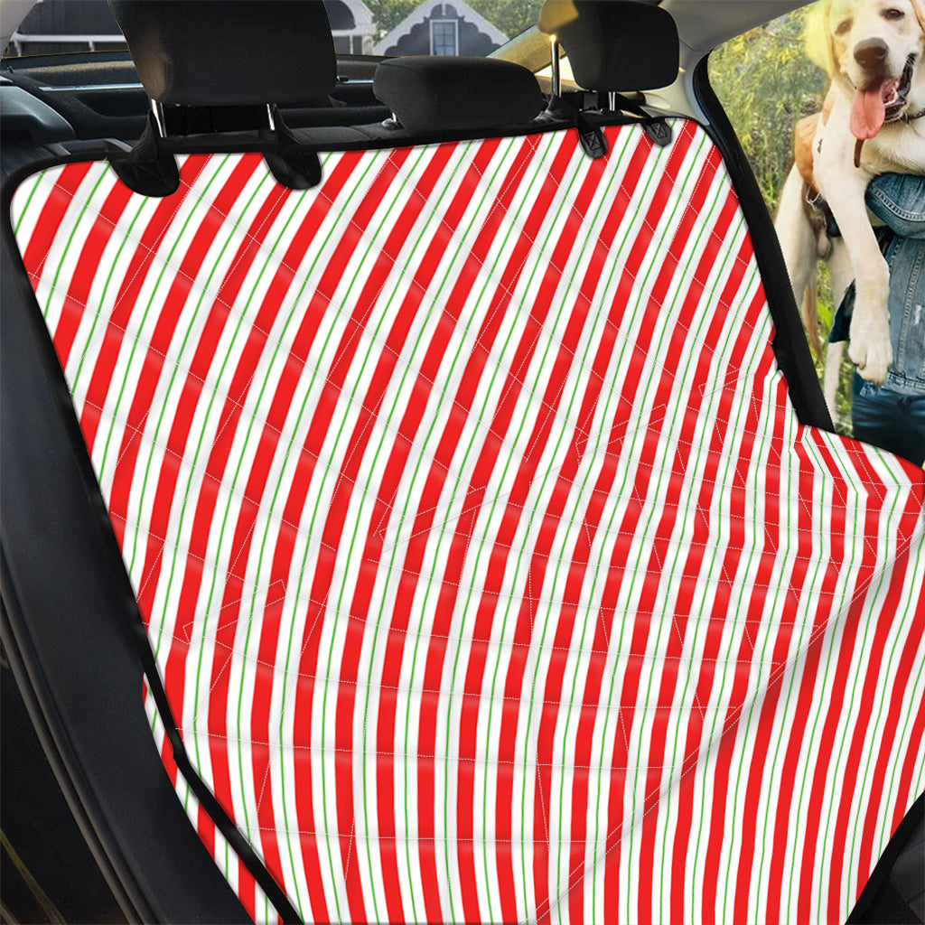 Christmas Candy Cane Stripe Print Pet Car Back Seat Cover