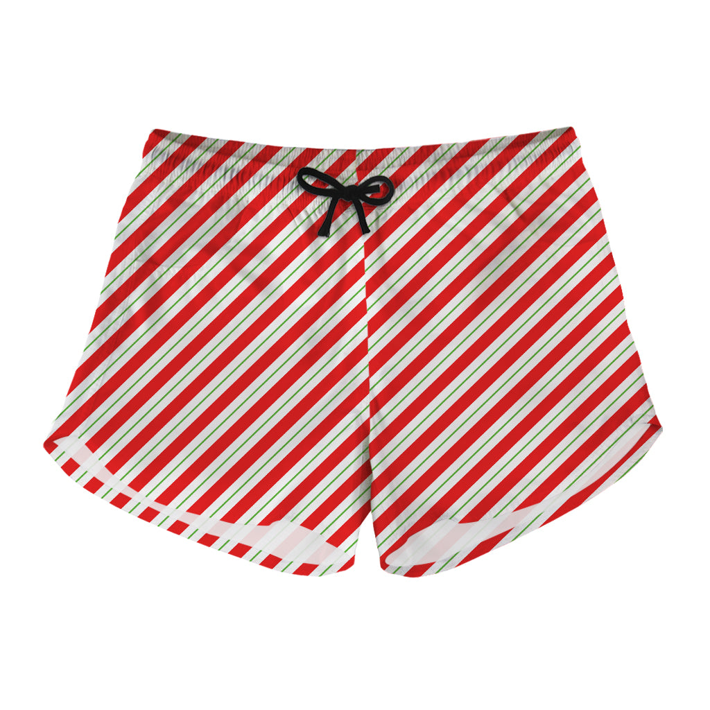 Christmas Candy Cane Stripe Print Women's Shorts