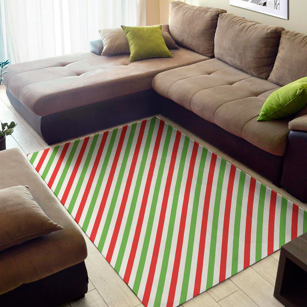 Christmas Candy Cane Striped Print Area Rug