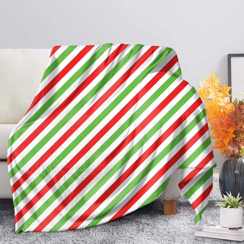 Christmas Candy Cane Striped Print Blanket