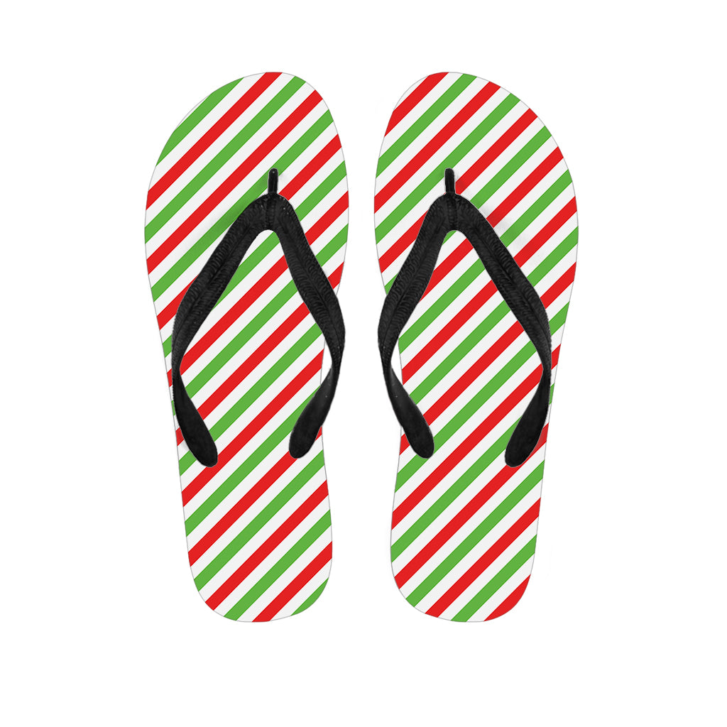 Christmas Candy Cane Striped Print Flip Flops