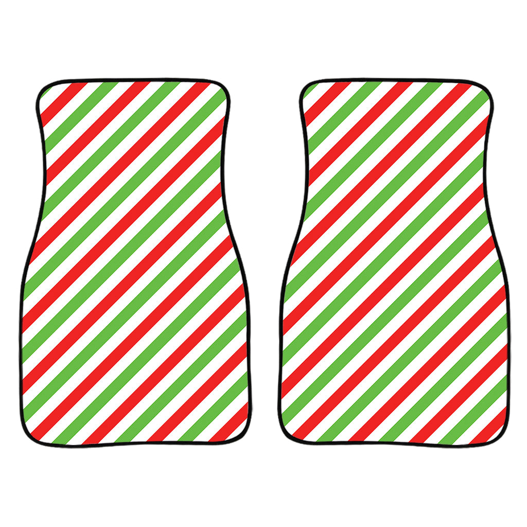 Christmas Candy Cane Striped Print Front Car Floor Mats