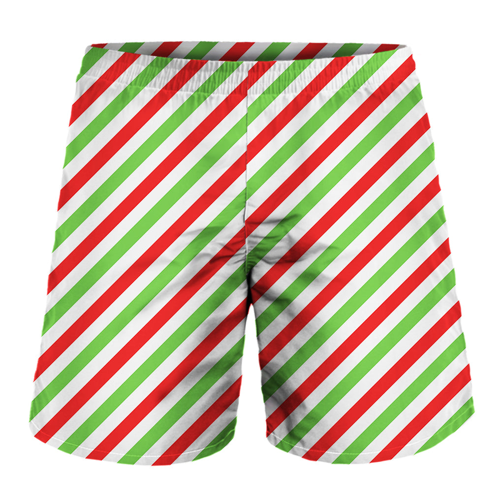 Christmas Candy Cane Striped Print Men's Shorts