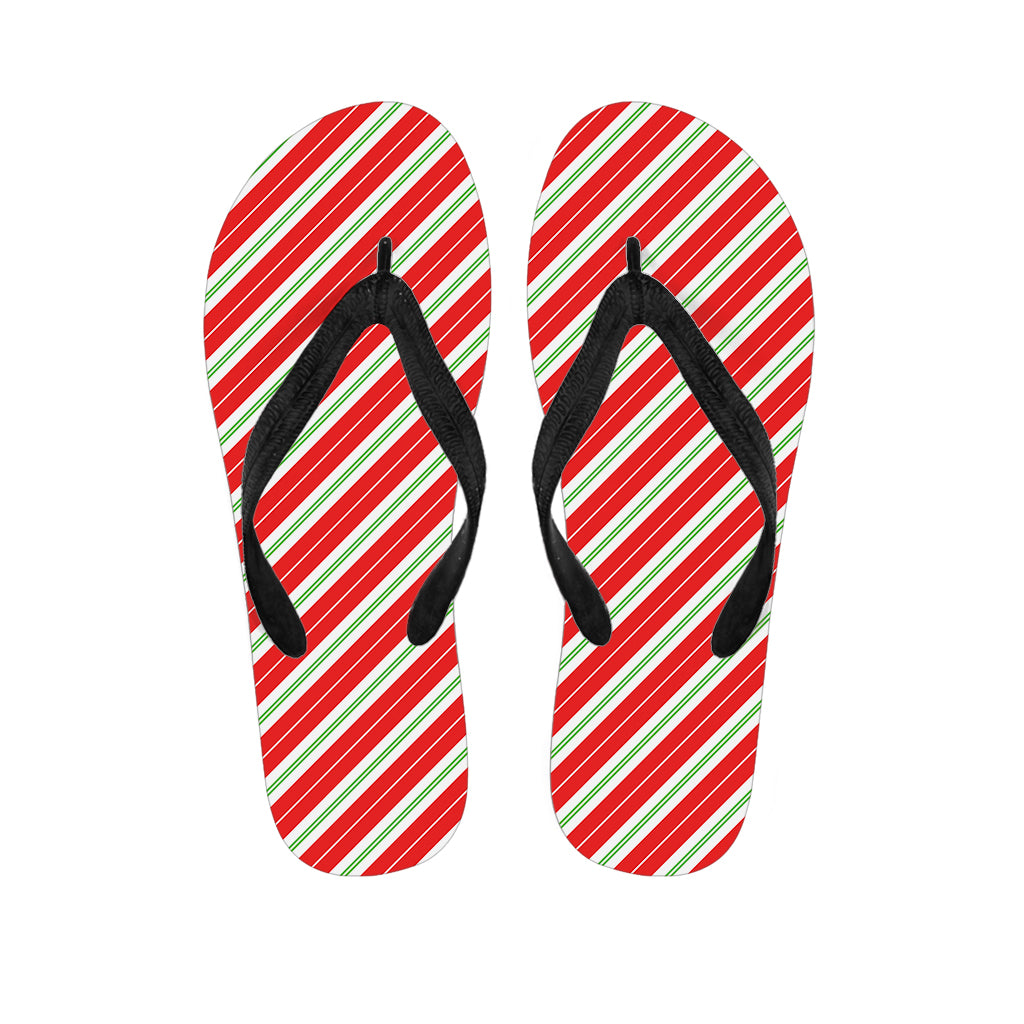 Christmas Candy Cane Stripes Print Flip Flops