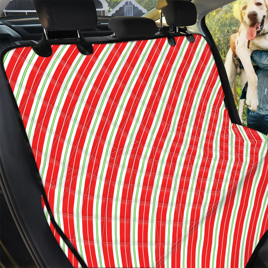 Christmas Candy Cane Stripes Print Pet Car Back Seat Cover