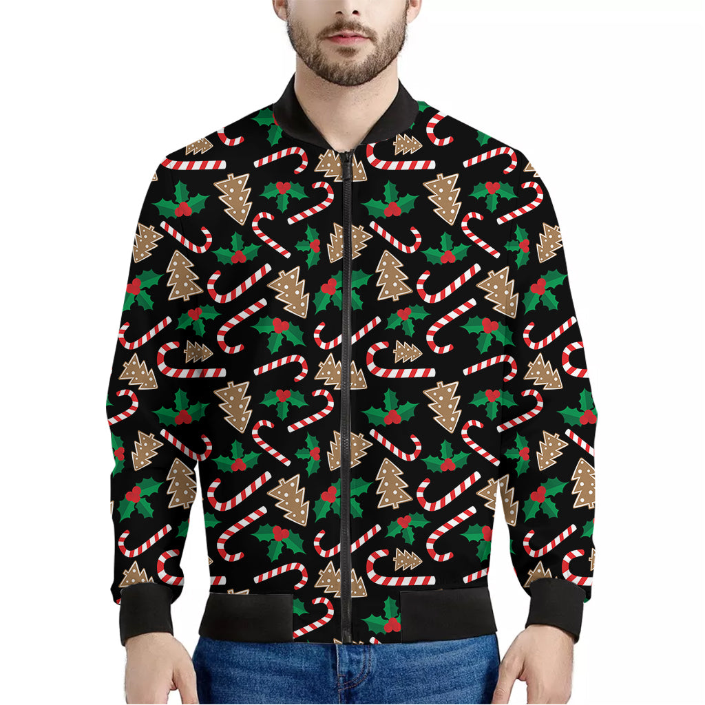 Christmas Cookie And Candy Pattern Print Men's Bomber Jacket