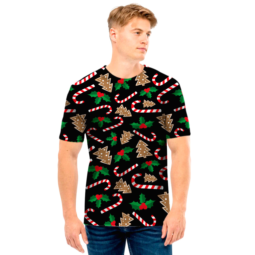 Christmas Cookie And Candy Pattern Print Men's T-Shirt