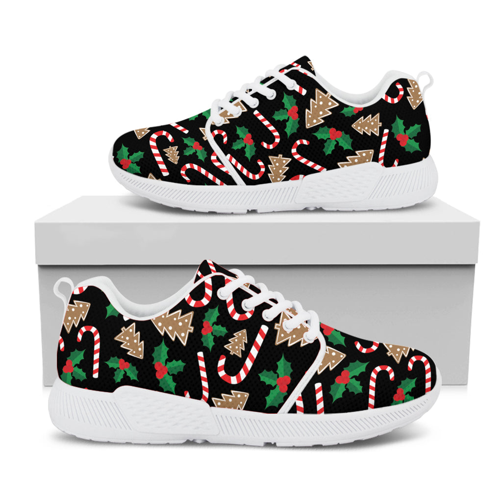 Christmas Cookie And Candy Pattern Print White Athletic Shoes