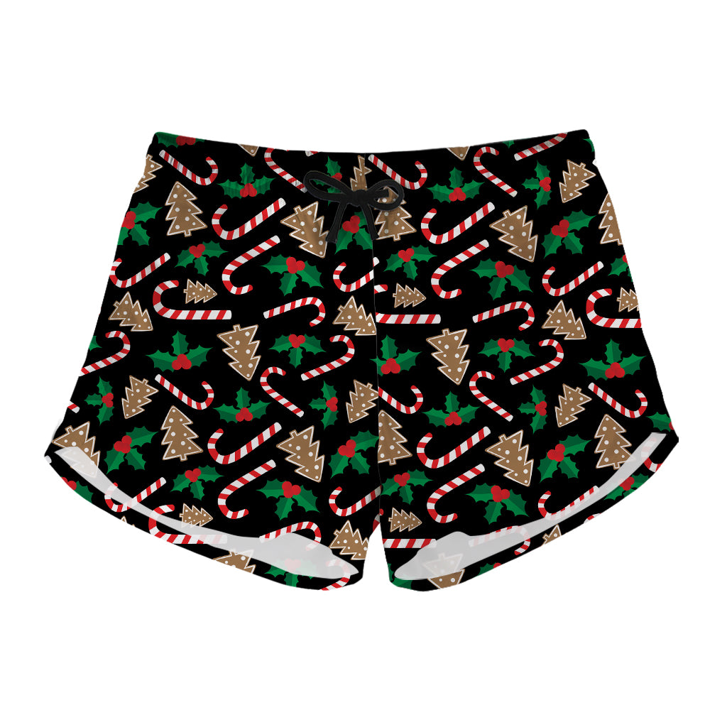 Christmas Cookie And Candy Pattern Print Women's Shorts