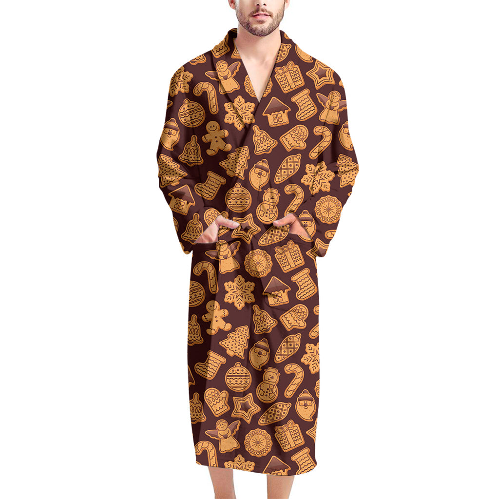 Christmas Cookies Pattern Print Men's Bathrobe