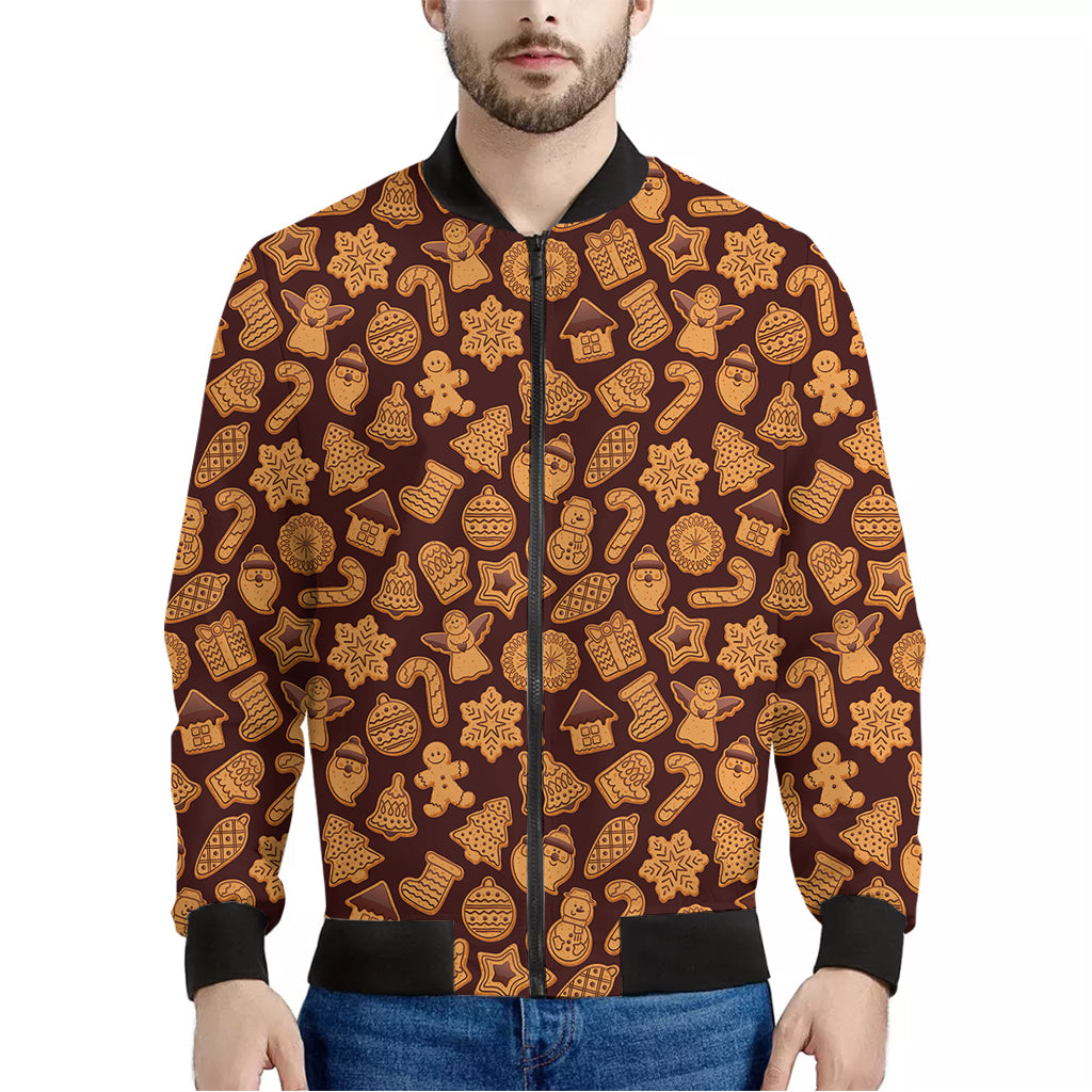 Christmas Cookies Pattern Print Men's Bomber Jacket