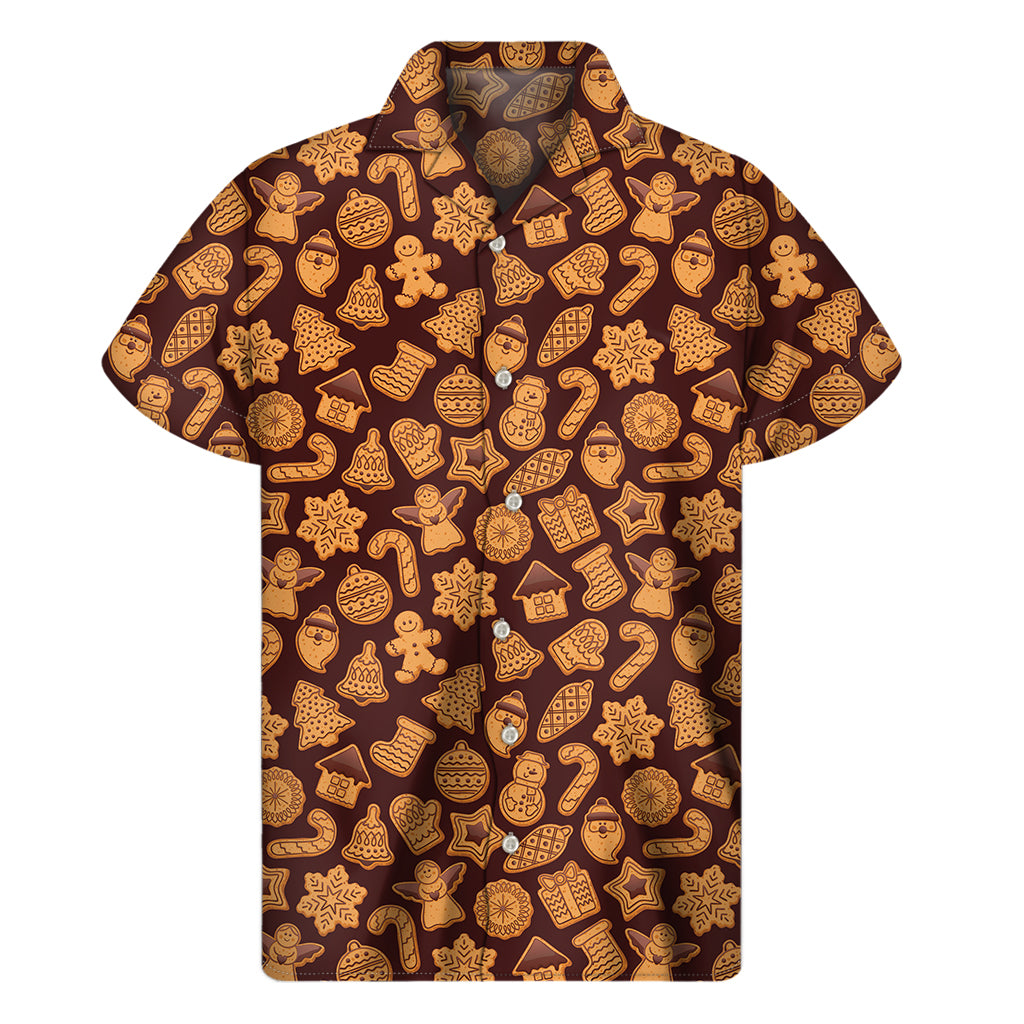 Christmas Cookies Pattern Print Men's Short Sleeve Shirt