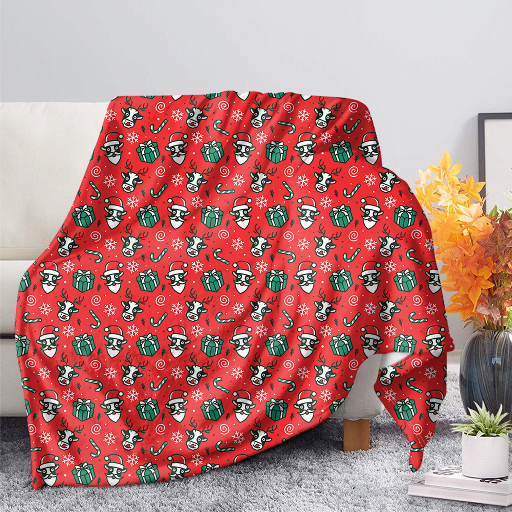 Christmas Cow Pattern Print Blanket