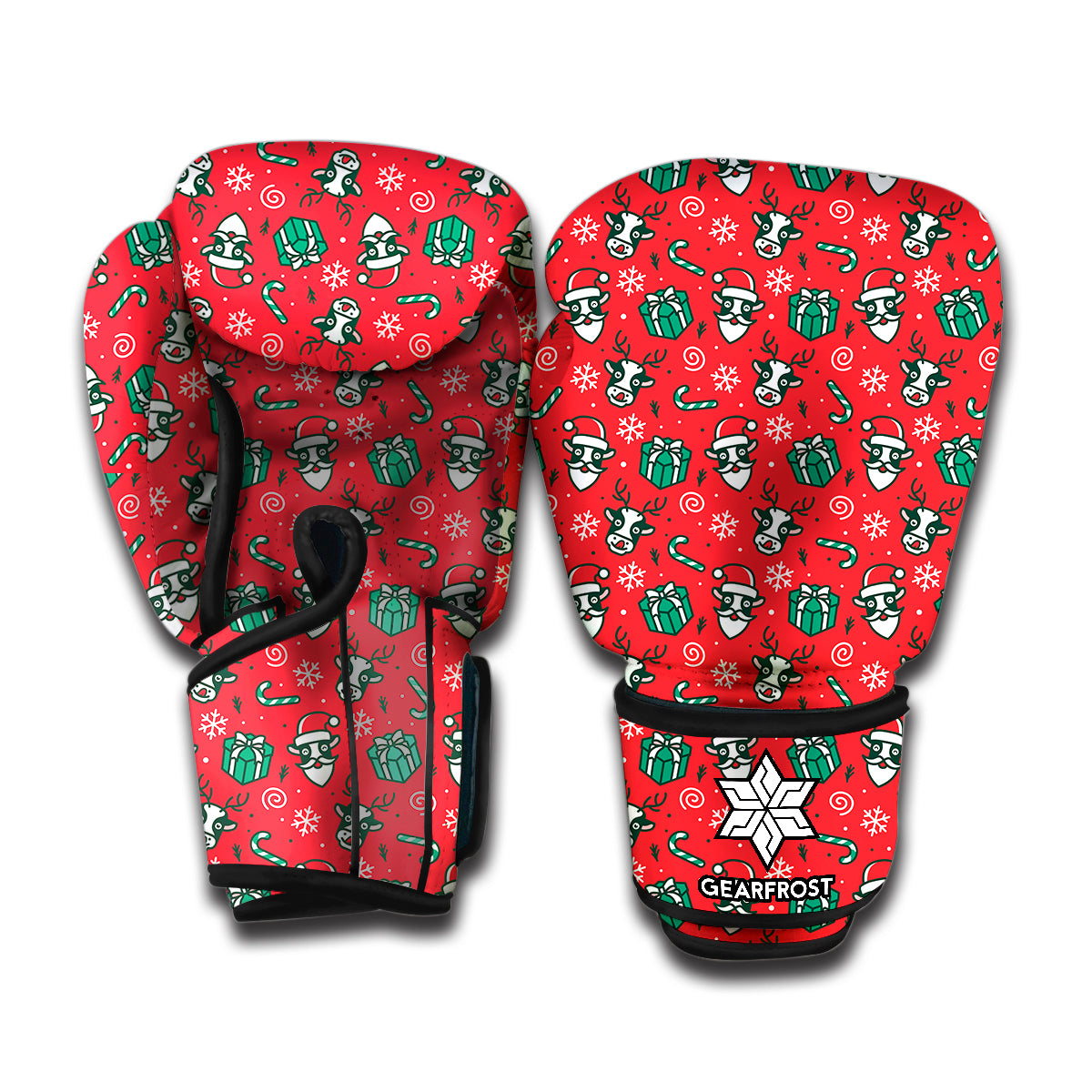 Christmas Cow Pattern Print Boxing Gloves