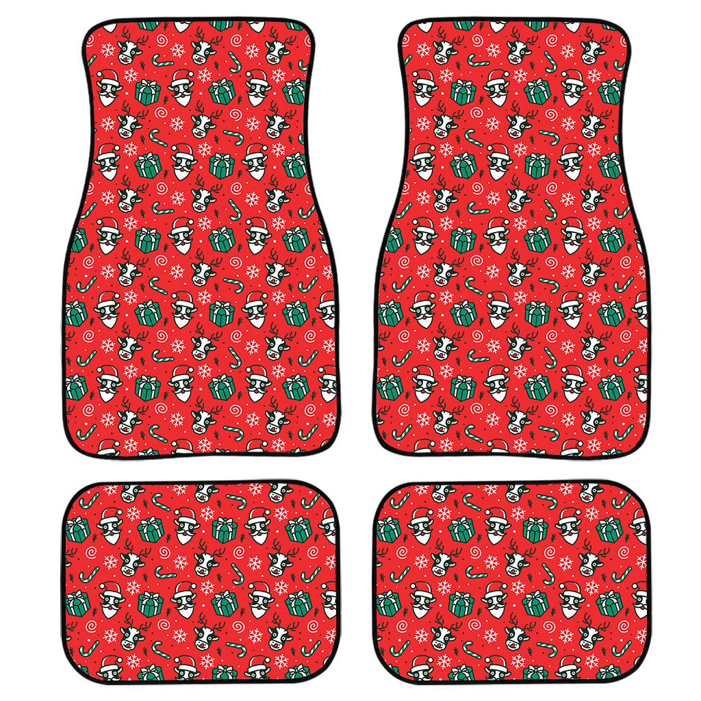 Christmas Cow Pattern Print Front and Back Car Floor Mats