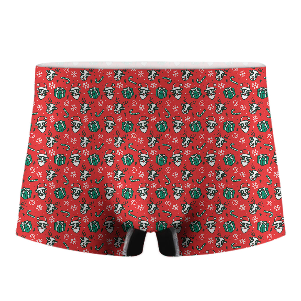 Christmas Cow Pattern Print Men's Boxer Briefs