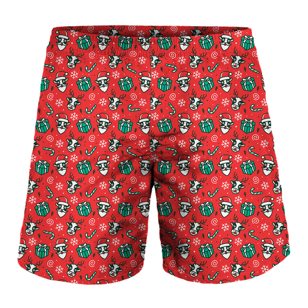 Christmas Cow Pattern Print Men's Shorts