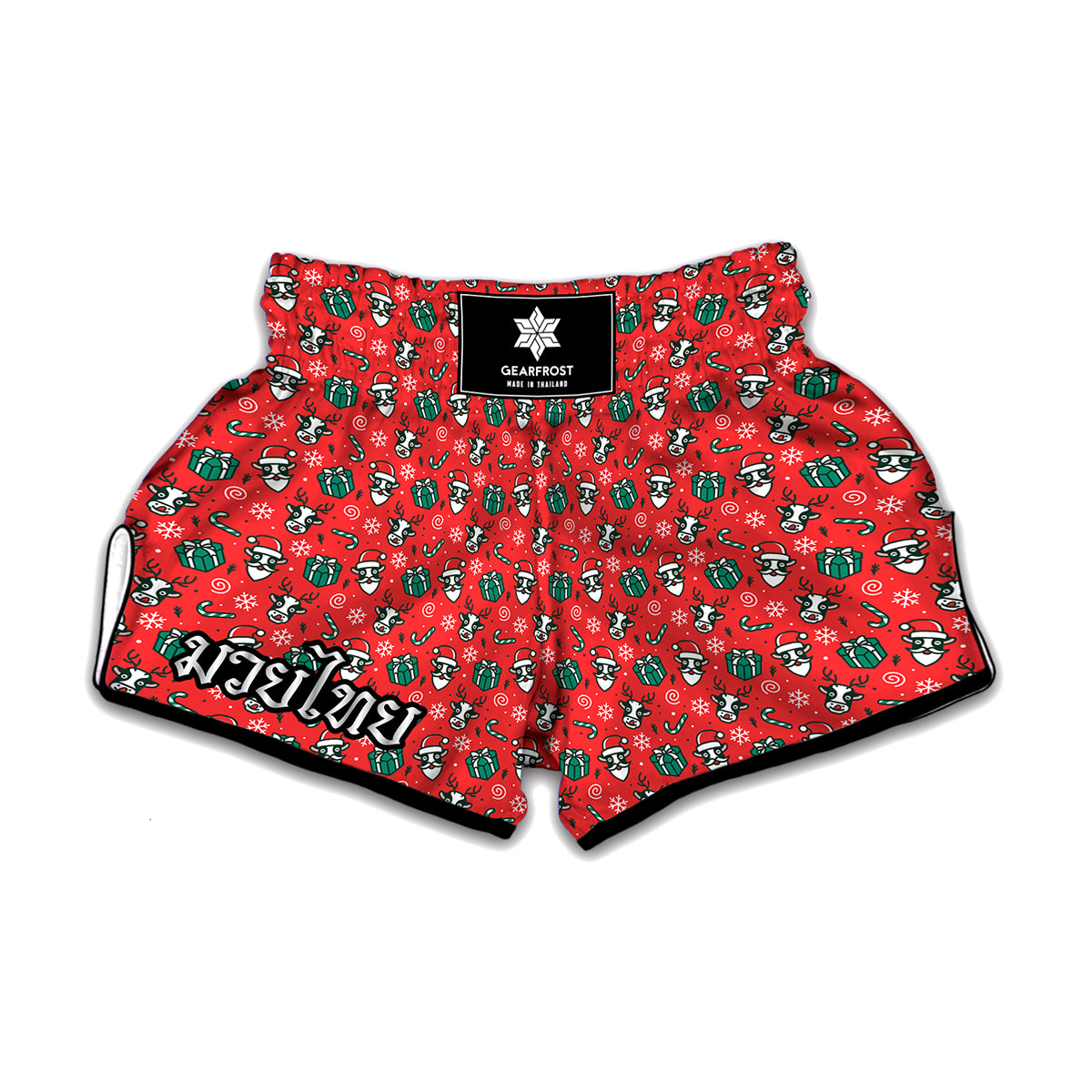 Christmas Cow Pattern Print Muay Thai Boxing Shorts