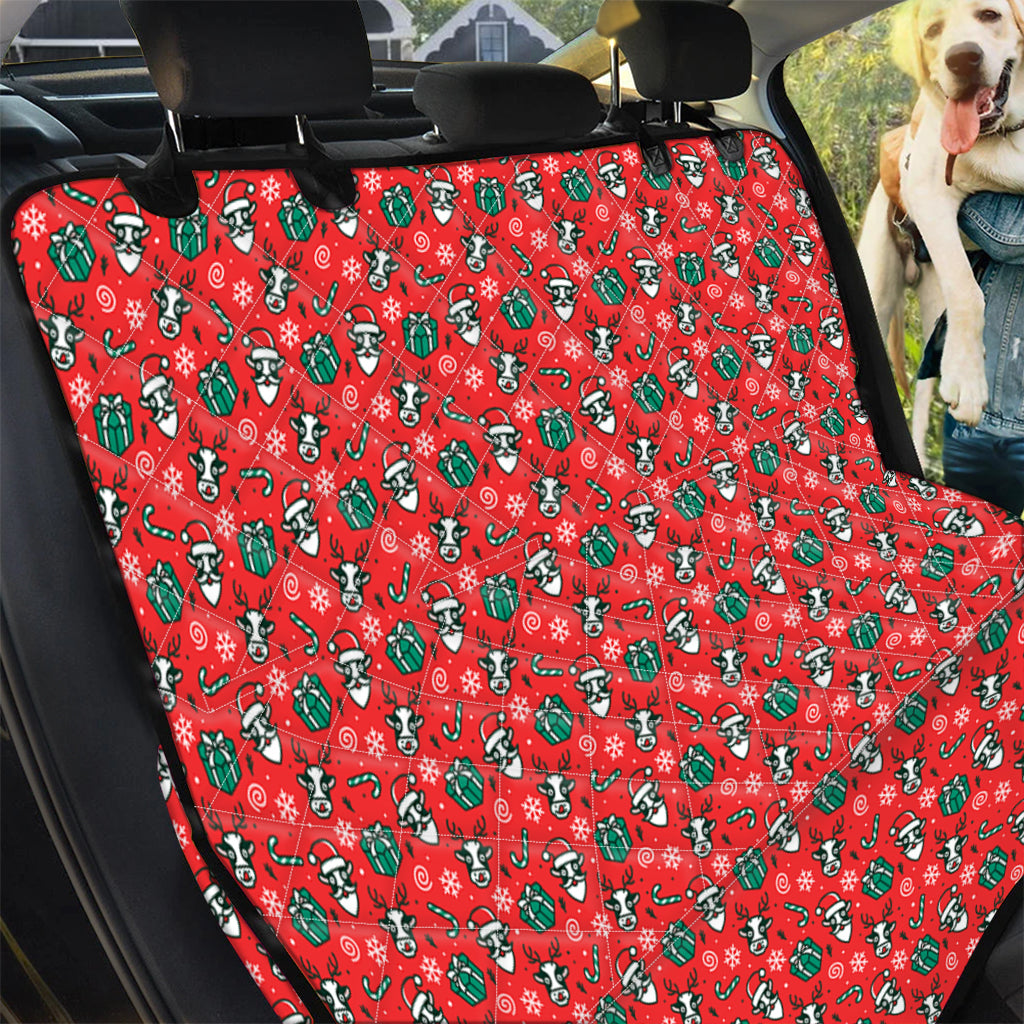 Christmas Cow Pattern Print Pet Car Back Seat Cover