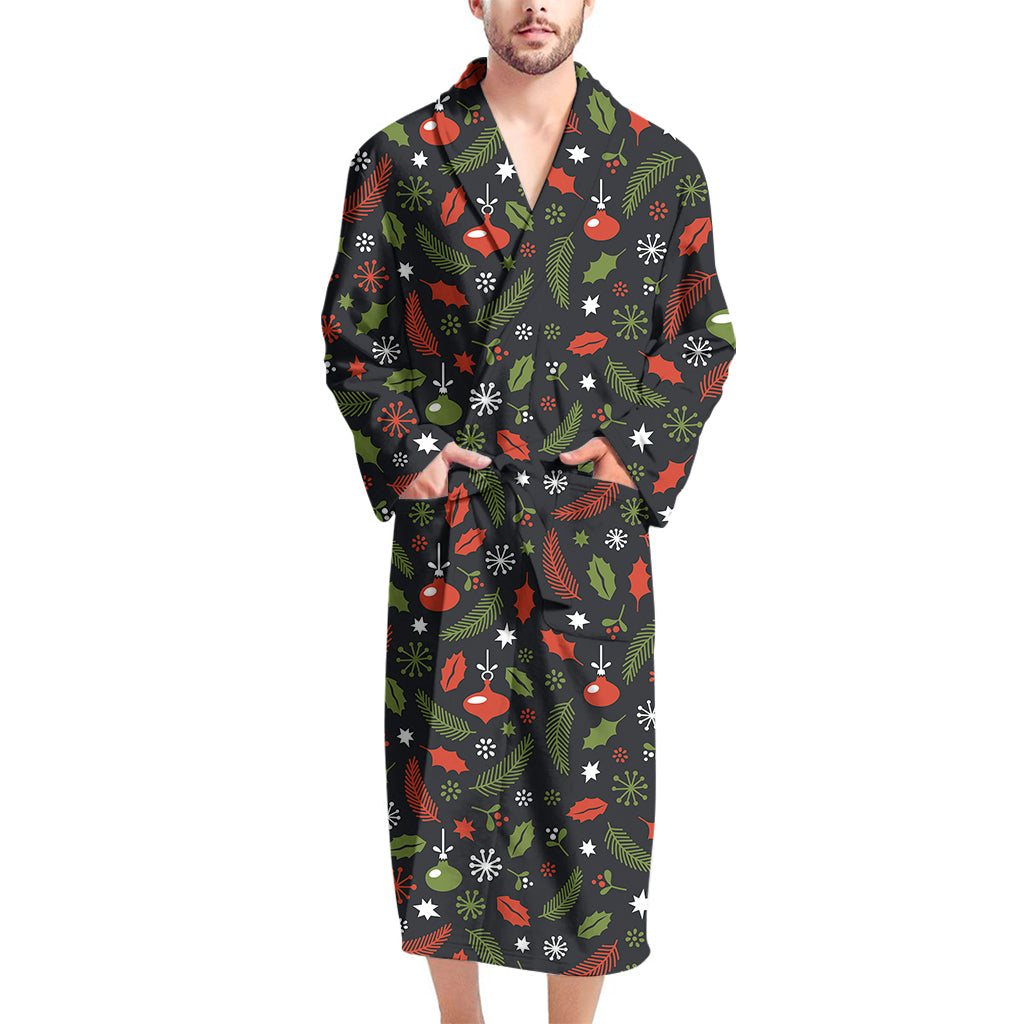 Christmas Decorations Pattern Print Men's Bathrobe