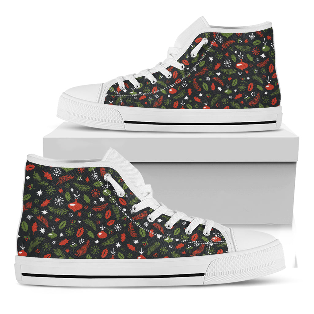 Christmas Decorations Pattern Print White High Top Shoes