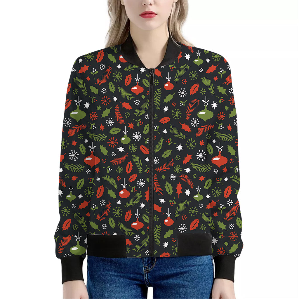 Christmas Decorations Pattern Print Women's Bomber Jacket