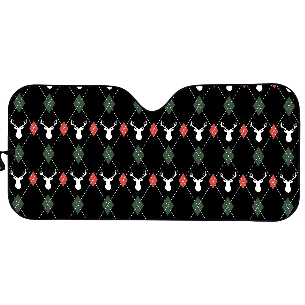 Christmas Deer Argyle Pattern Print Car Sun Shade