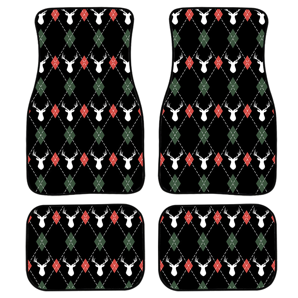 Christmas Deer Argyle Pattern Print Front and Back Car Floor Mats