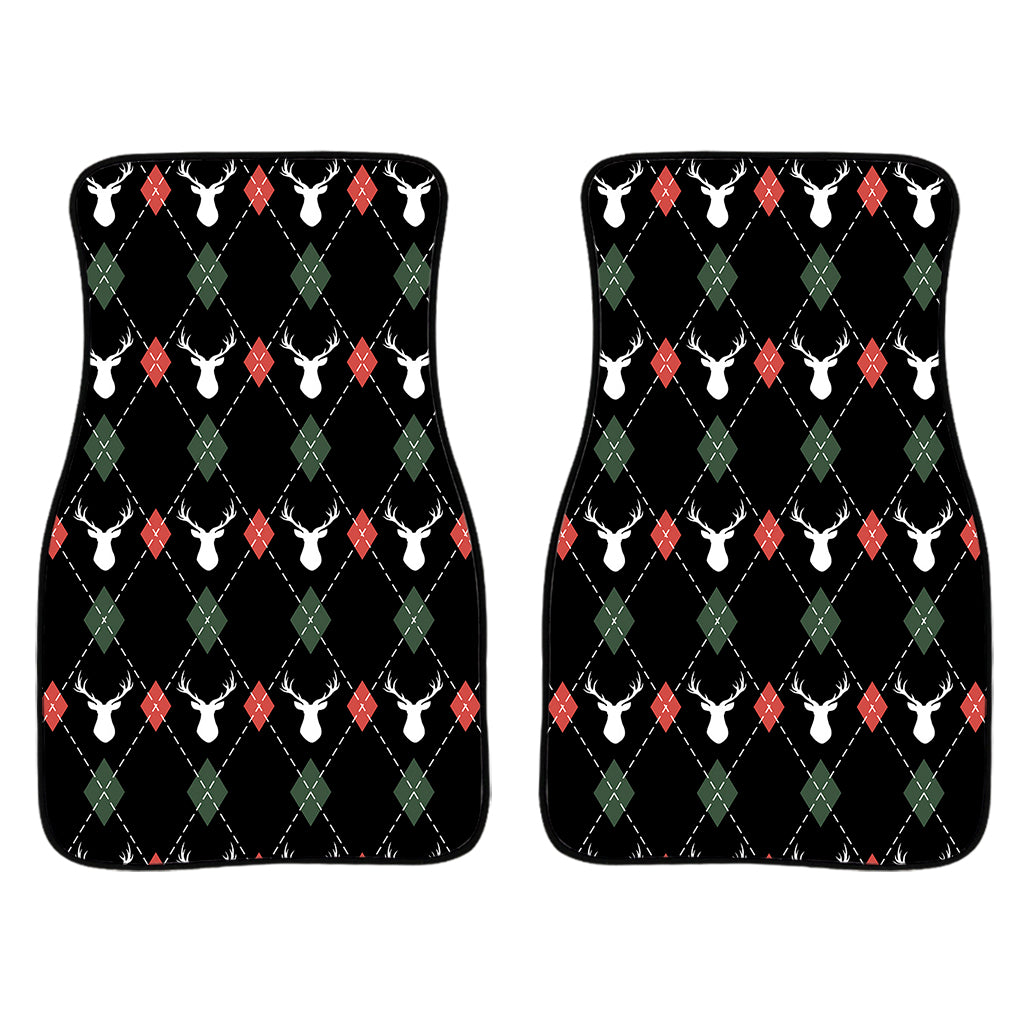 Christmas Deer Argyle Pattern Print Front Car Floor Mats