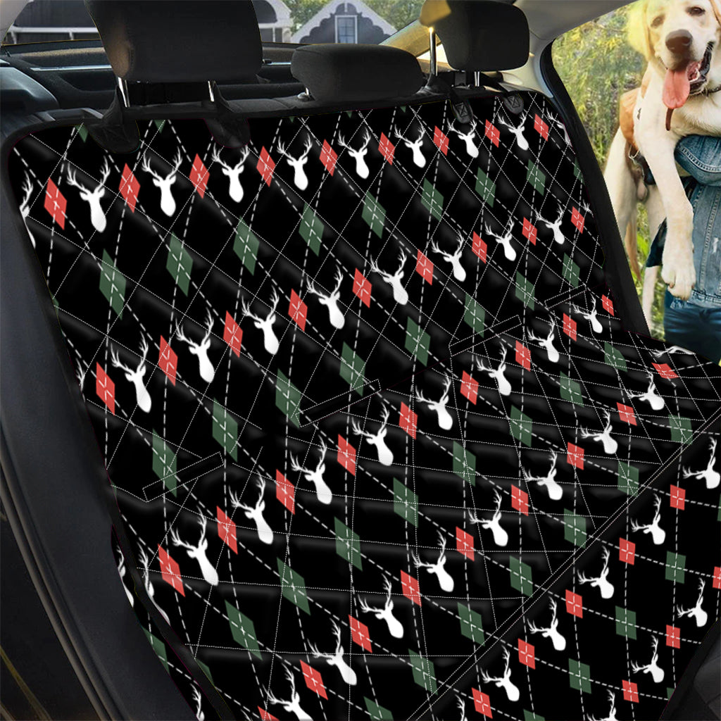 Christmas Deer Argyle Pattern Print Pet Car Back Seat Cover